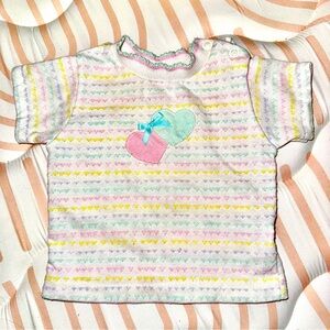 KidsStuff Vintage Knit Crewneck Heart Tee
 with Heart Appliqué, 3-6m